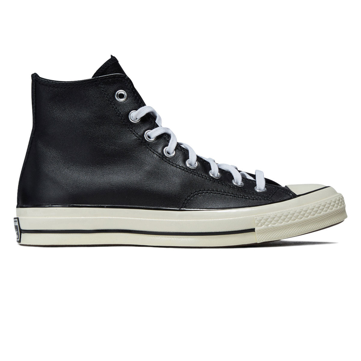 Converse Chuck 70 Hi Shoes - Black Leather/White/Egret image 1