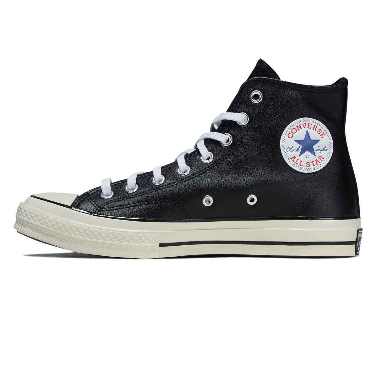 Converse Chuck 70 Hi Shoes - Black Leather/White/Egret image 2