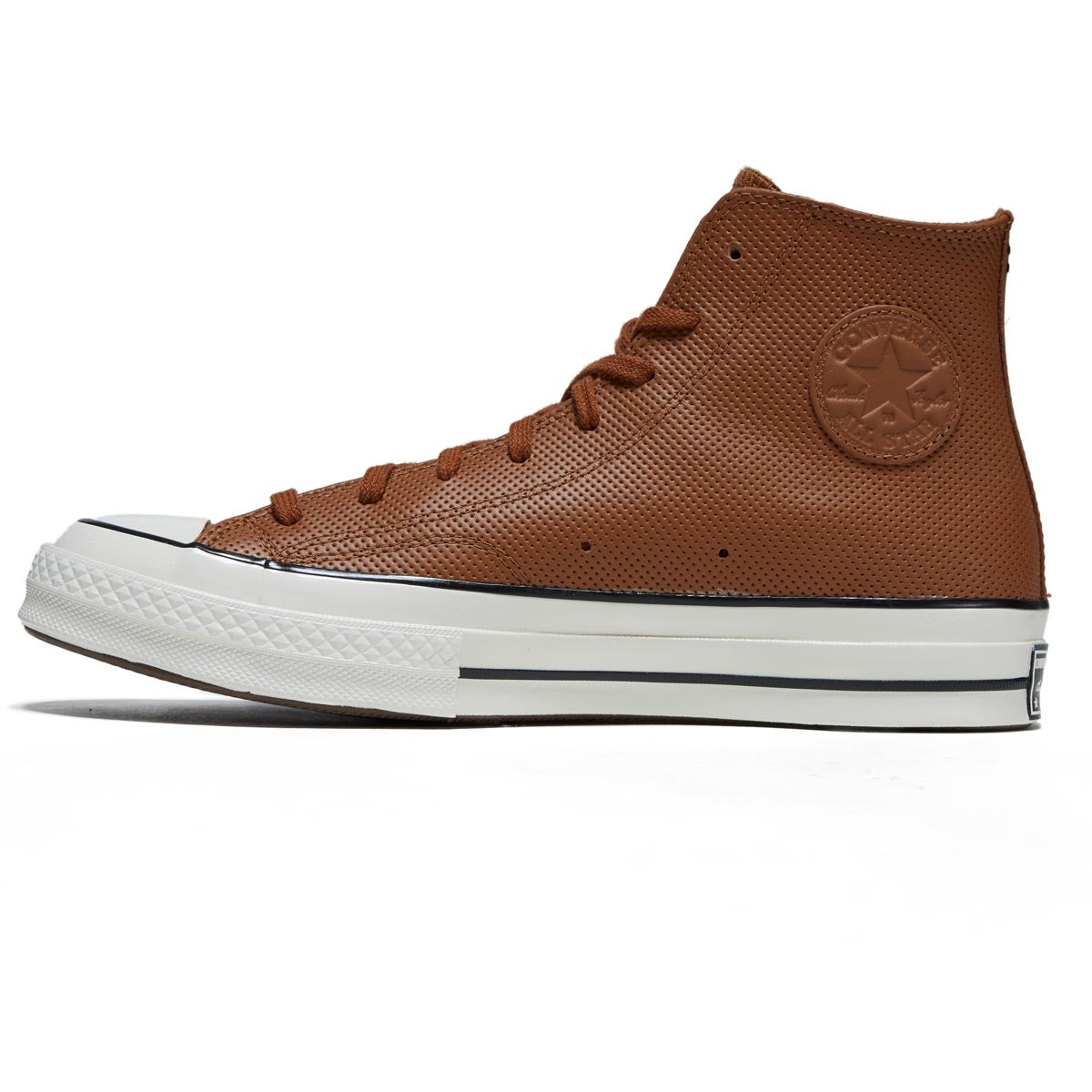 Converse Chuck 70 Hi Leather Shoes - Warm Tan/Black/Egret image 2