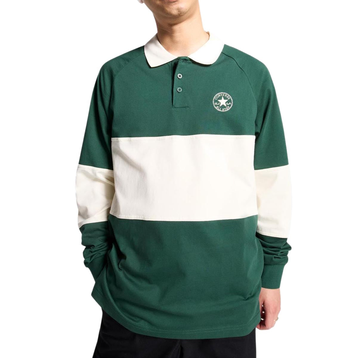 Converse Retro Chuck Marquis Long Sleeve Polo Shirt - Green Envy image 1