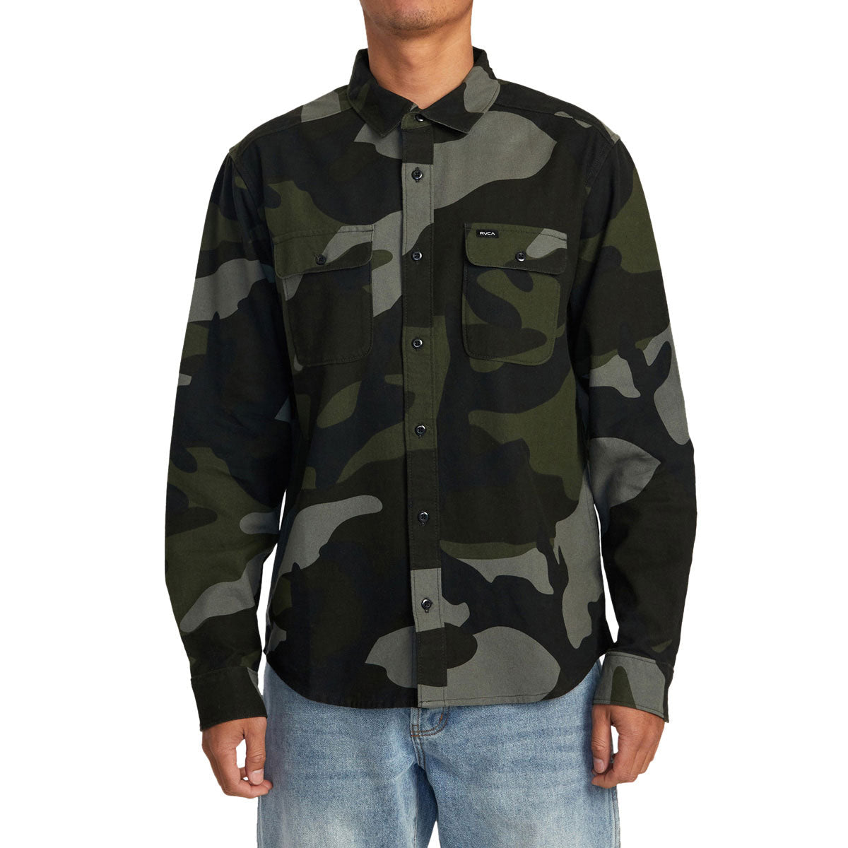 RVCA Panhandle Flannel Long Sleeve Shirt - Camo image 1