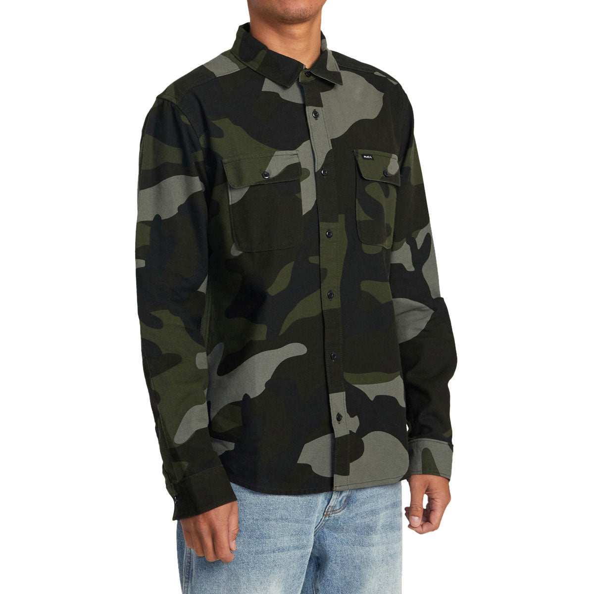 RVCA Panhandle Flannel Long Sleeve Shirt - Camo image 4