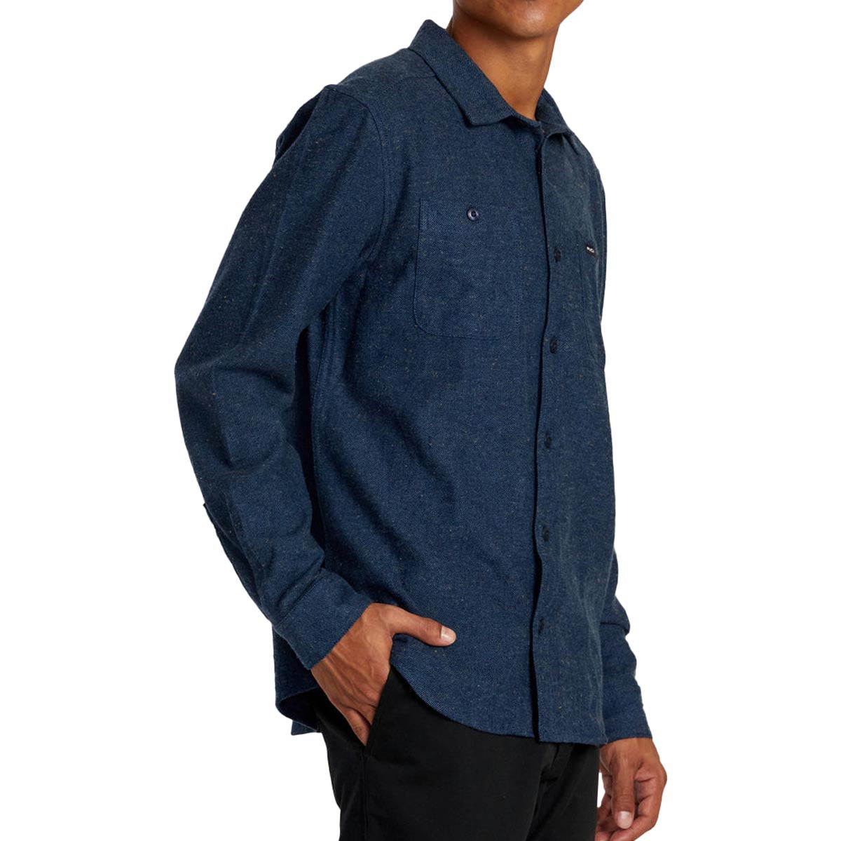 RVCA Harvest Neps Flannel Long Sleeve Shirt - Dark Denim image 4