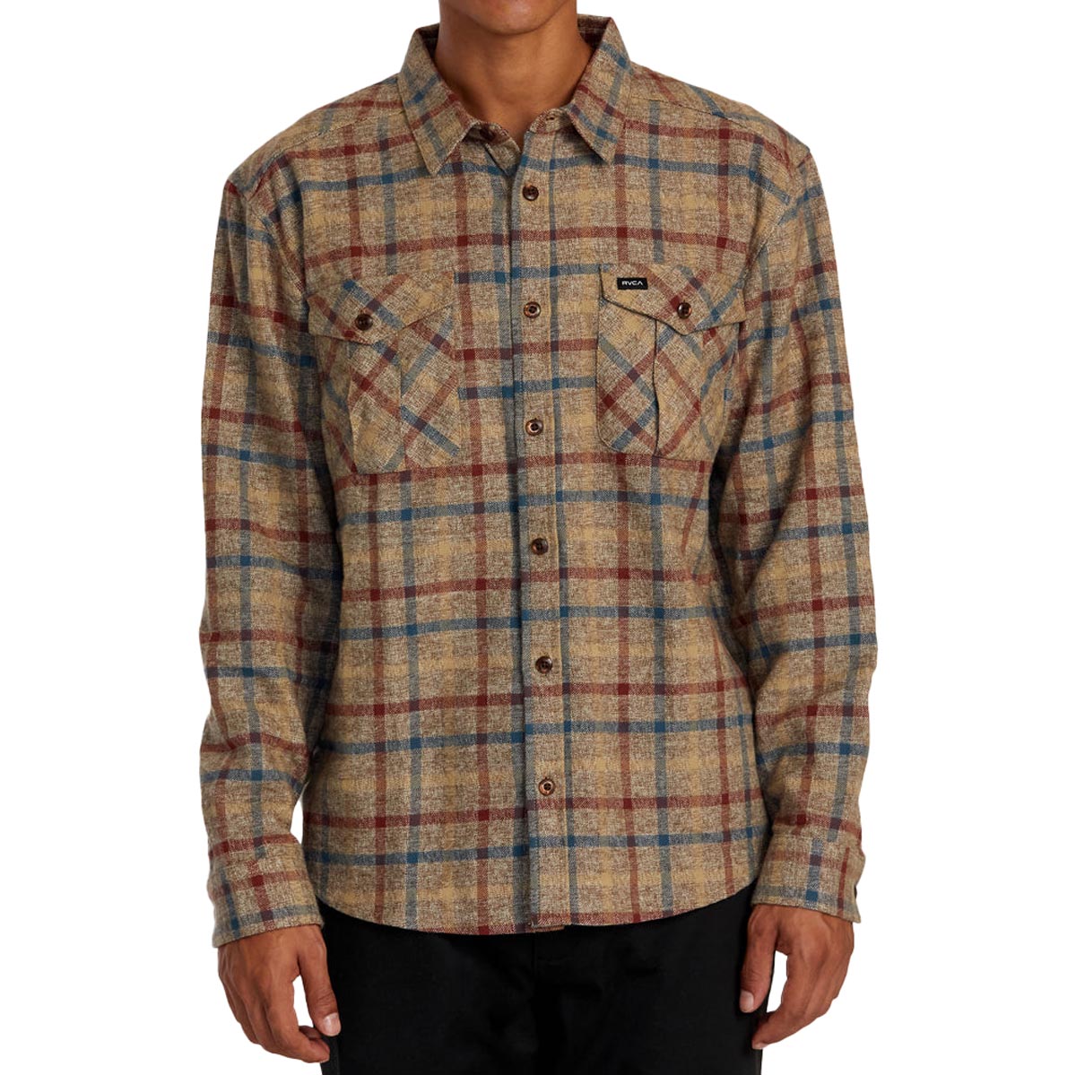 RVCA Hughes Flannel Long Sleeve Shirt - Bombay Brown image 1