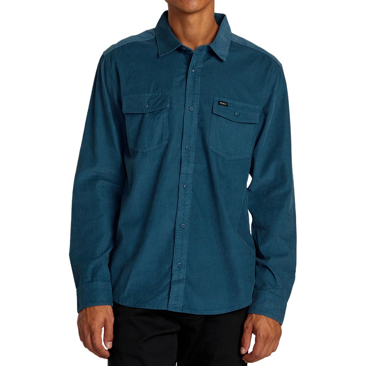 RVCA Freeman Cord Long Sleeve Shirt - Duck Blue image 1