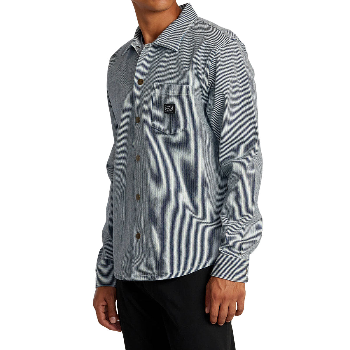 RVCA Chainmail Hickory Overshirt Jacket - Blue Hickory image 2