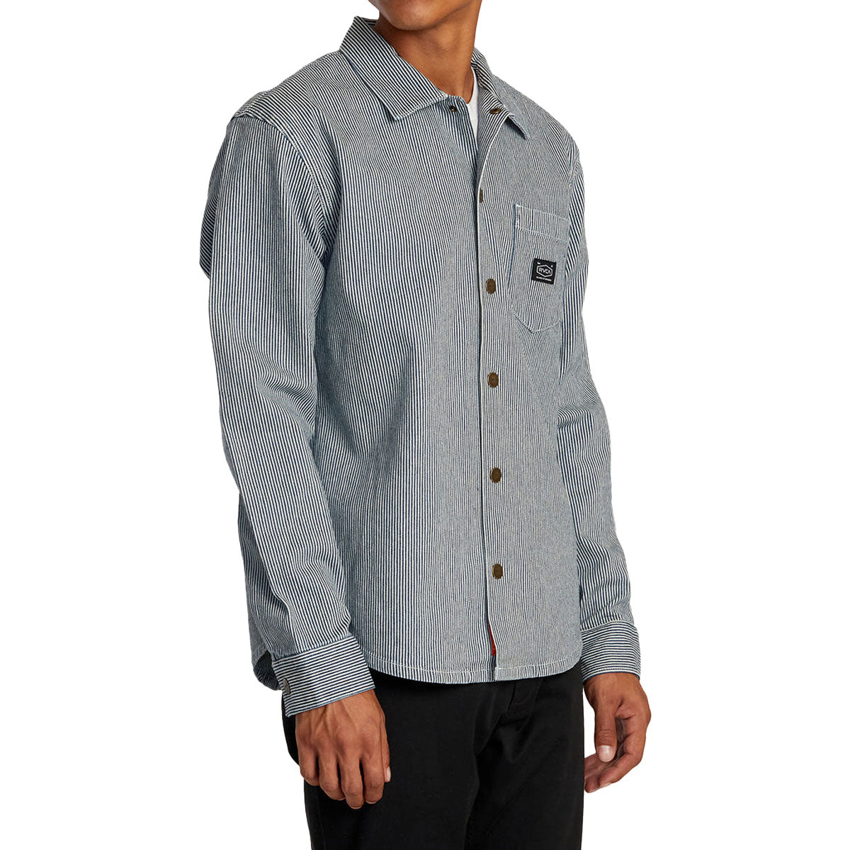 RVCA Chainmail Hickory Overshirt Jacket - Blue Hickory image 3