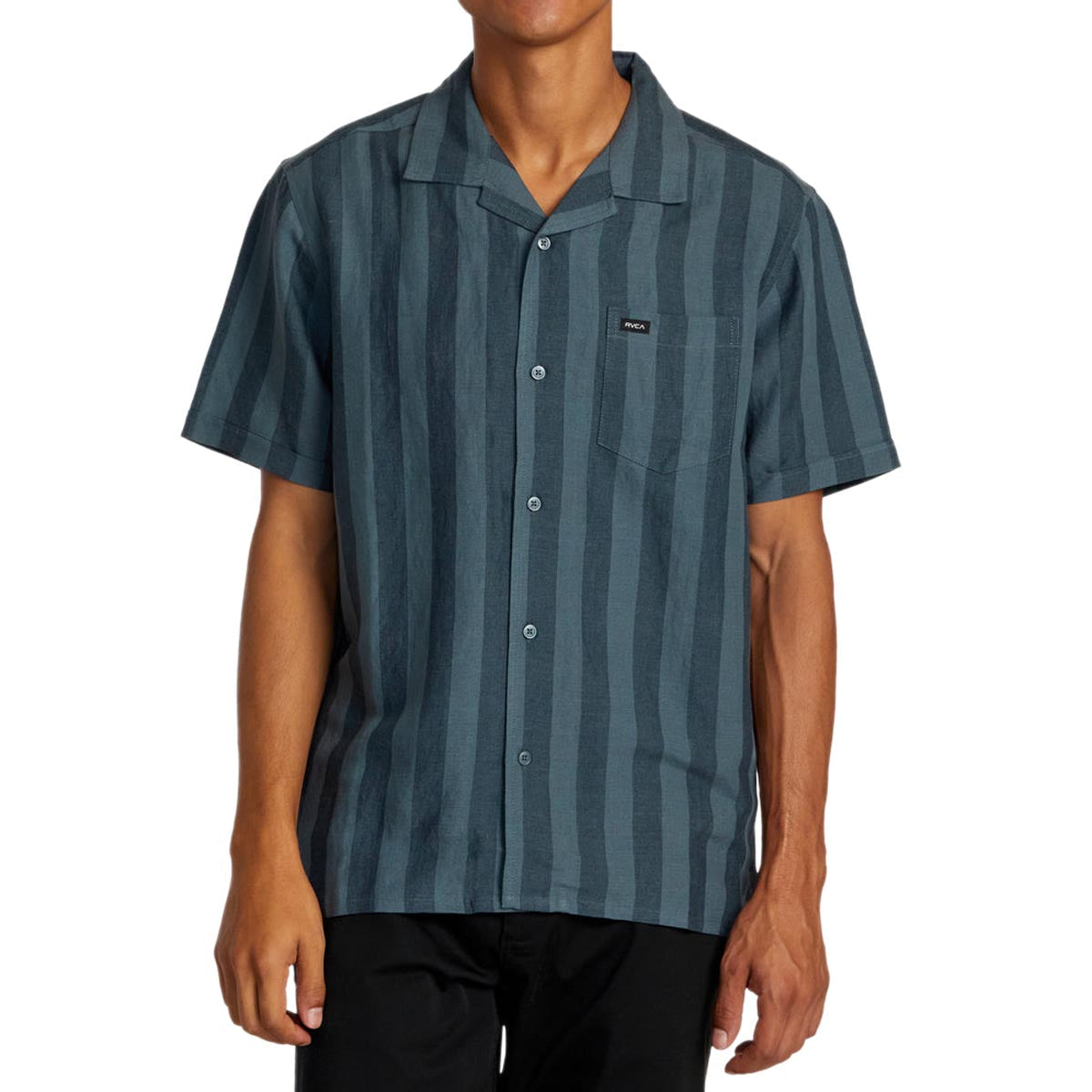 RVCA Love Stripe Shirt - Petrol Blue image 1