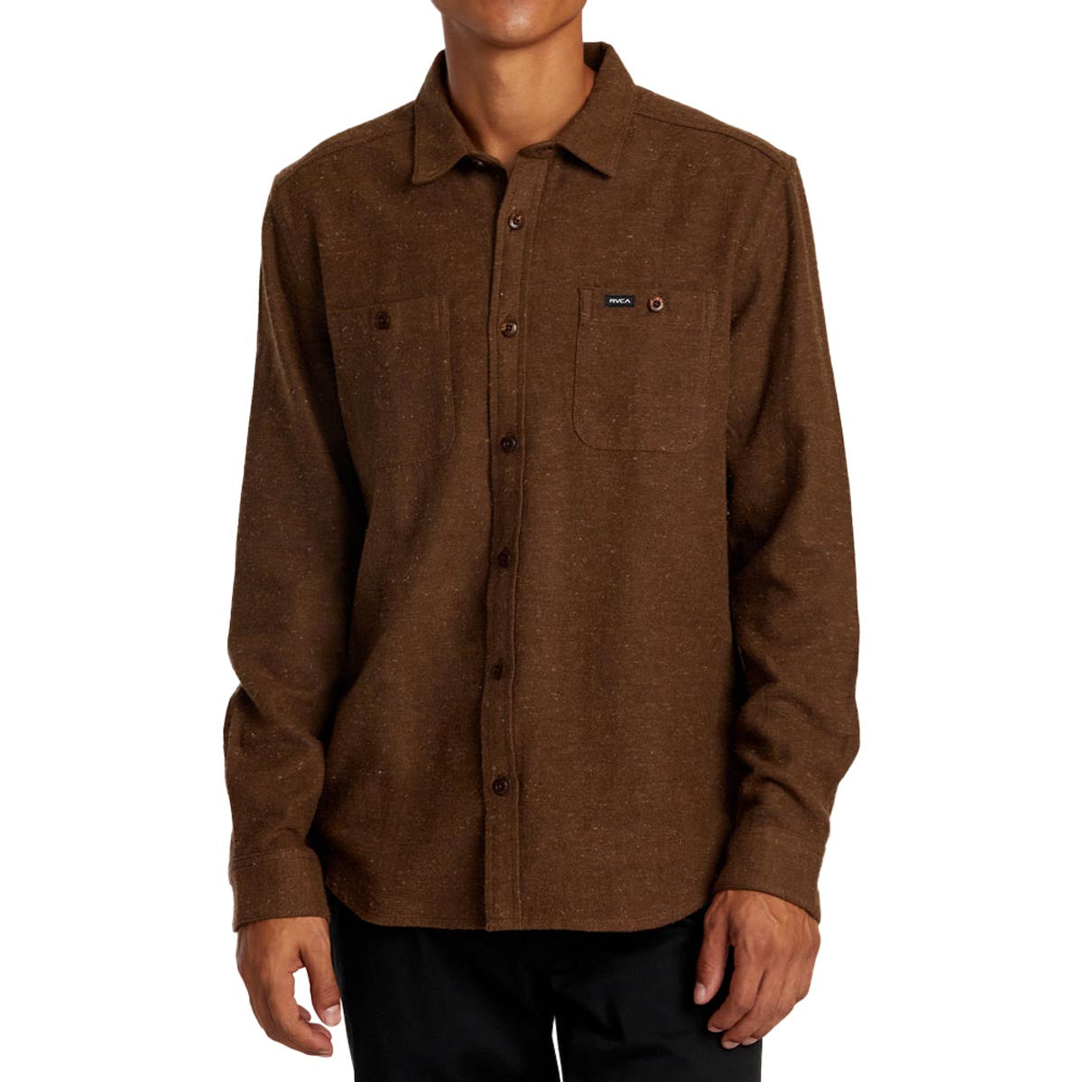 RVCA Harvest Neps Flannel Long Sleeve Shirt - Bombay Brown image 1