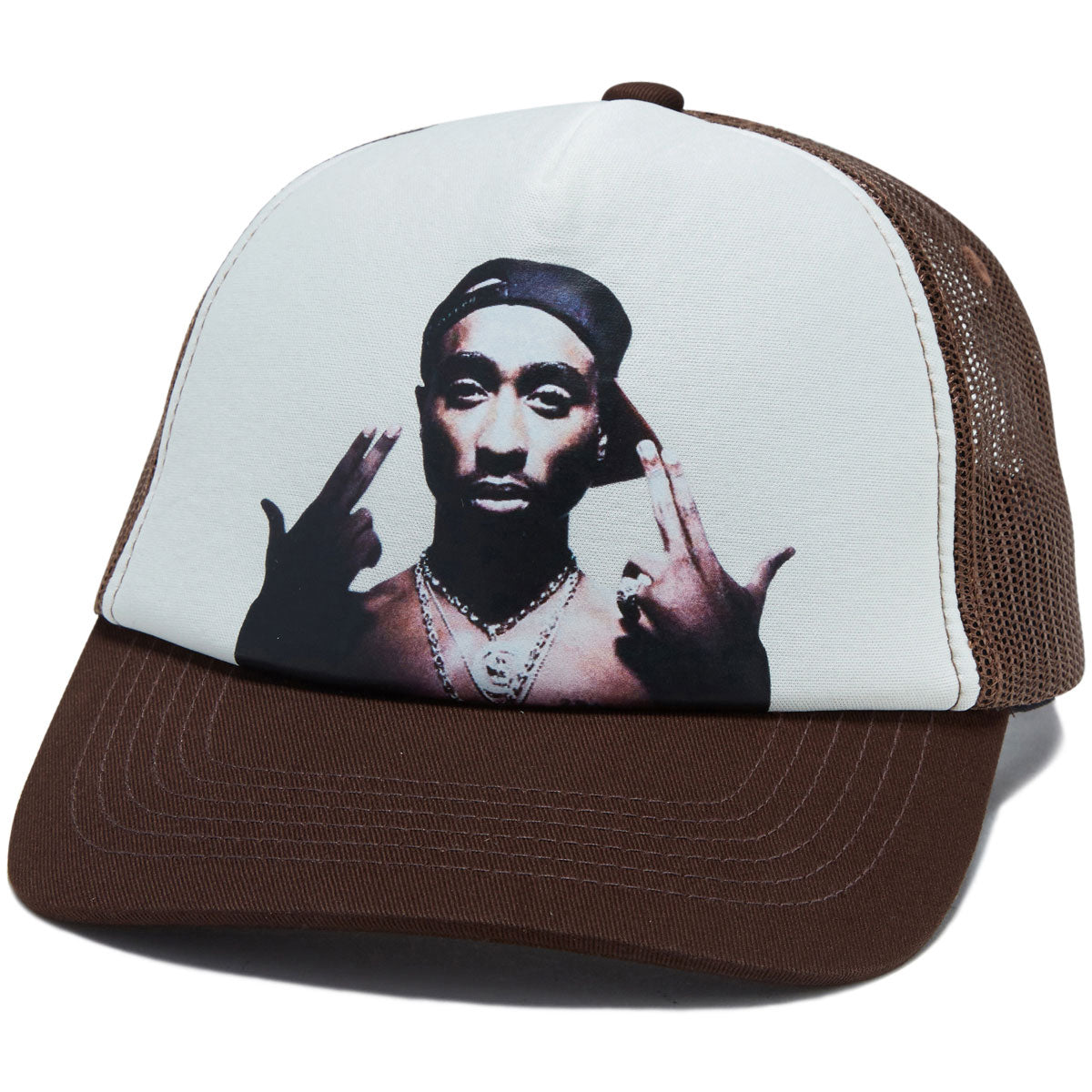 Primitive x Tupac Stay Up Trucker Hat - Brown image 2