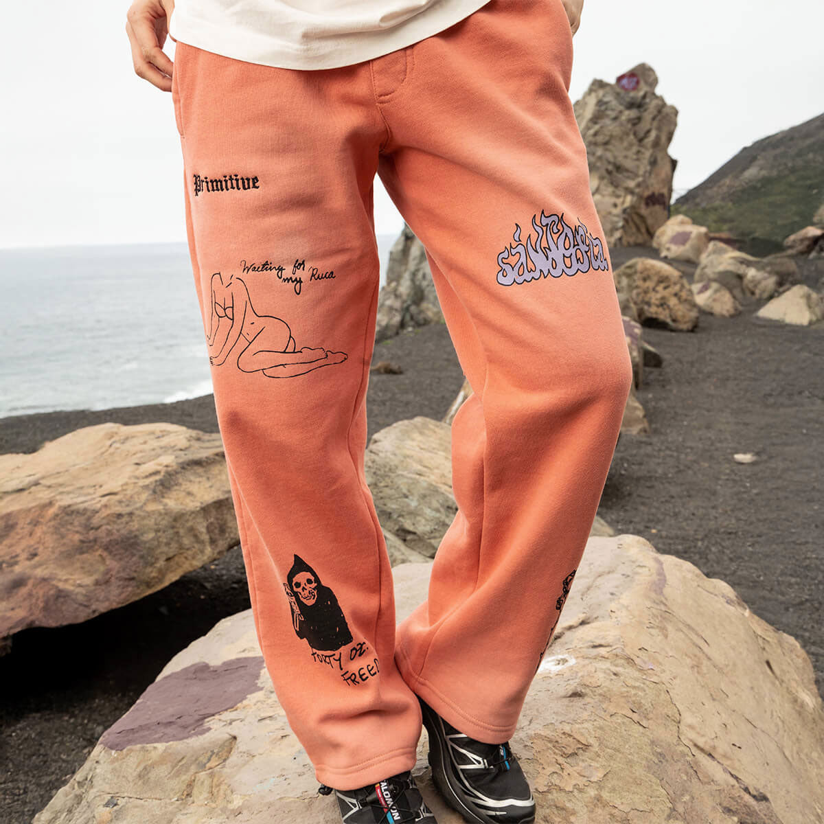 Primitive x Sublime Boardwalk Baggy Sweatpants - Coral image 5