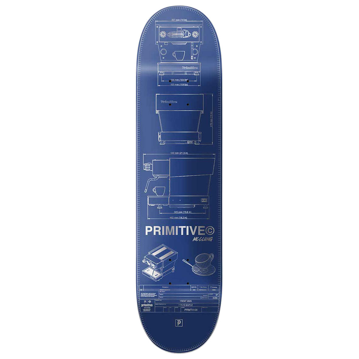 Primitive McClung Double-Shot Skateboard Deck - Blue - 8.625