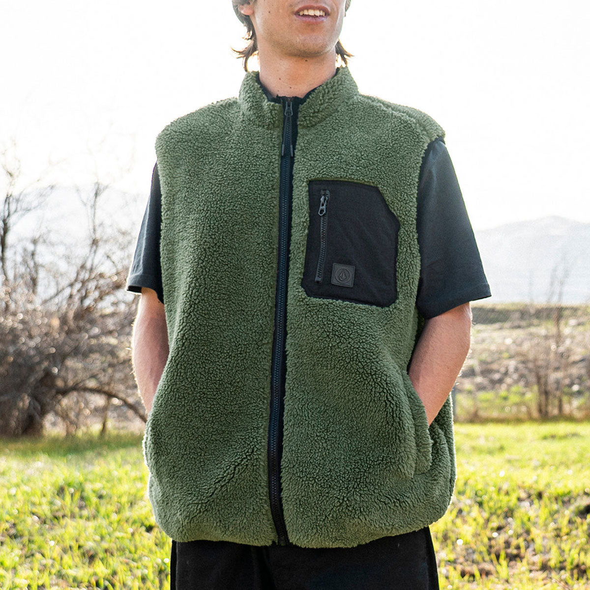 Volcom Muzzer Fuzzar Vest Jacket - Squadron Green image 3