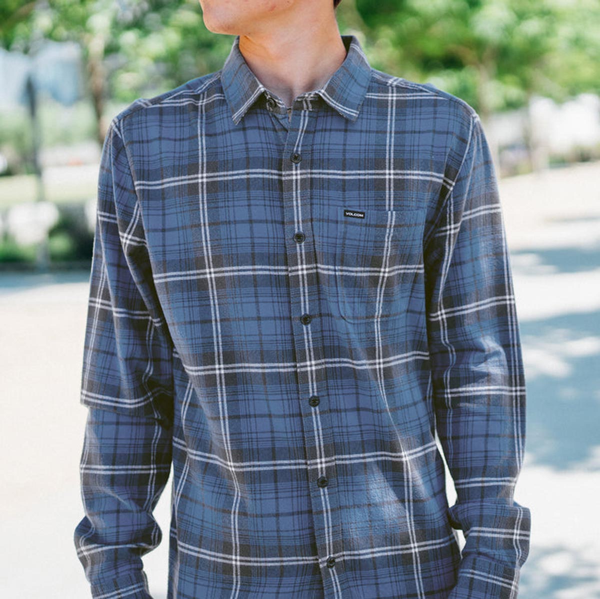 Volcom Caden Plaid Long Sleeve Shirt - Blueberry image 3