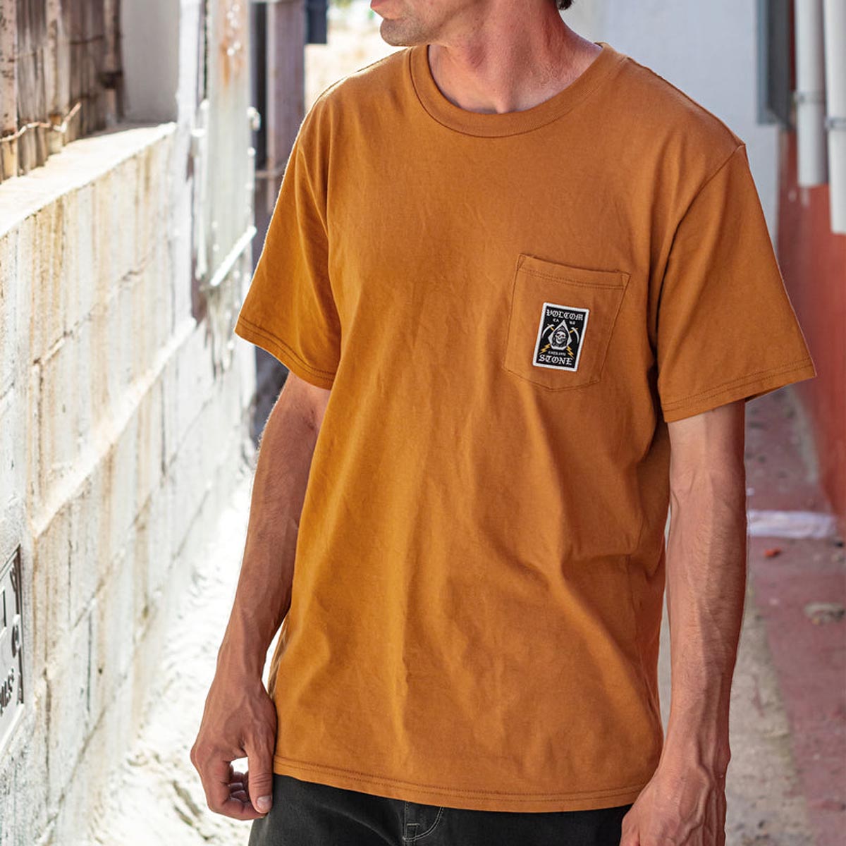 Volcom Pocket Label T-Shirt - Chestnut Brown image 2