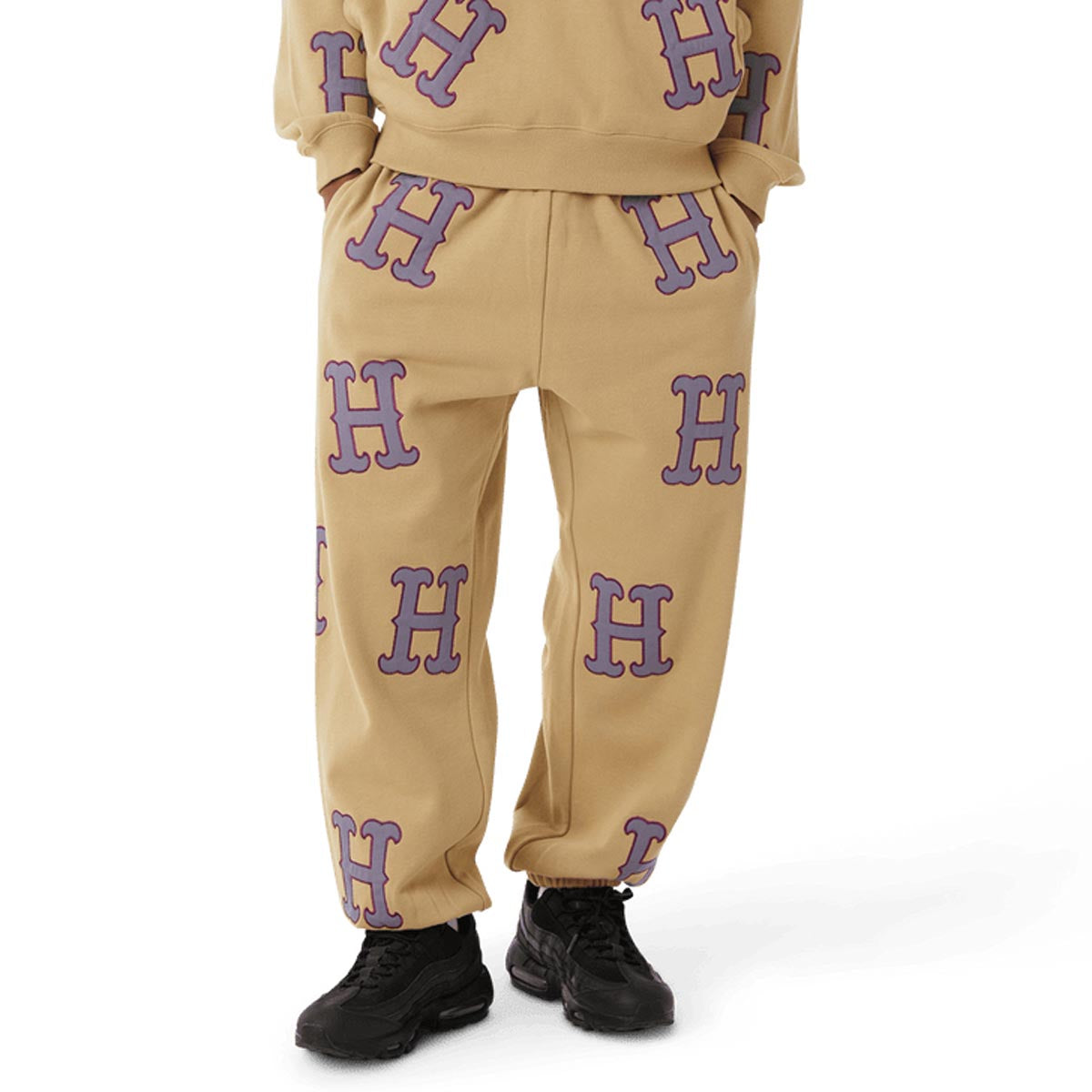 HUF H Applique Fleece Pants - Oatmeal image 1