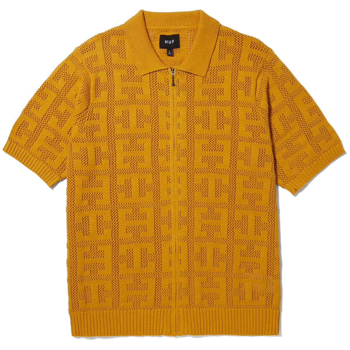 HUF Monogram Jacquard Zip Sweater - Dijon image 1