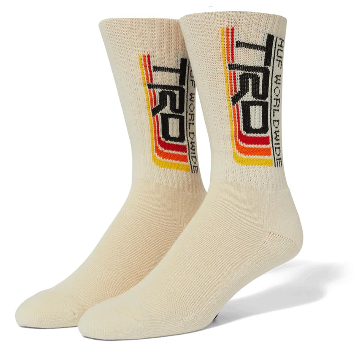 HUF TRD Logo Crew Socks - Bone image 1