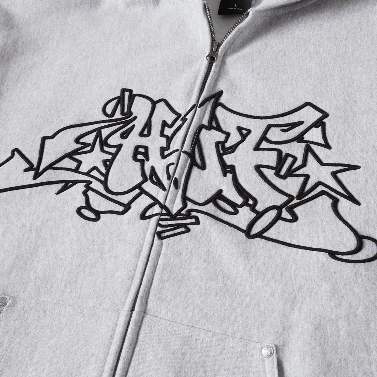 Huf Outlines Heavy Weight Fleece Hoodie - Heather Grey image 2