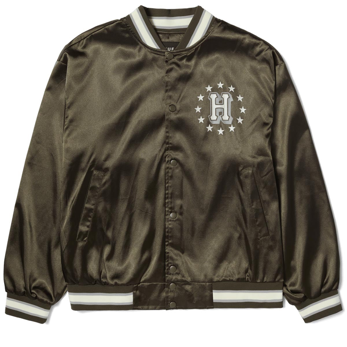 Huf Galactic Stack Baseball Jacket - Olive image 2