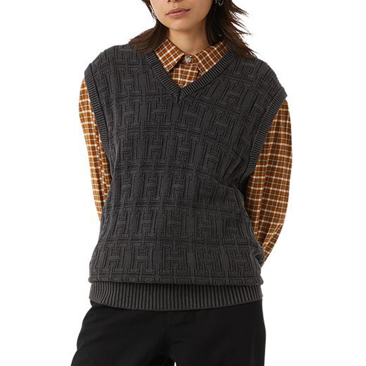 Huf Interlaced Jacquard Overdyed Vest Jacket - Black image 5