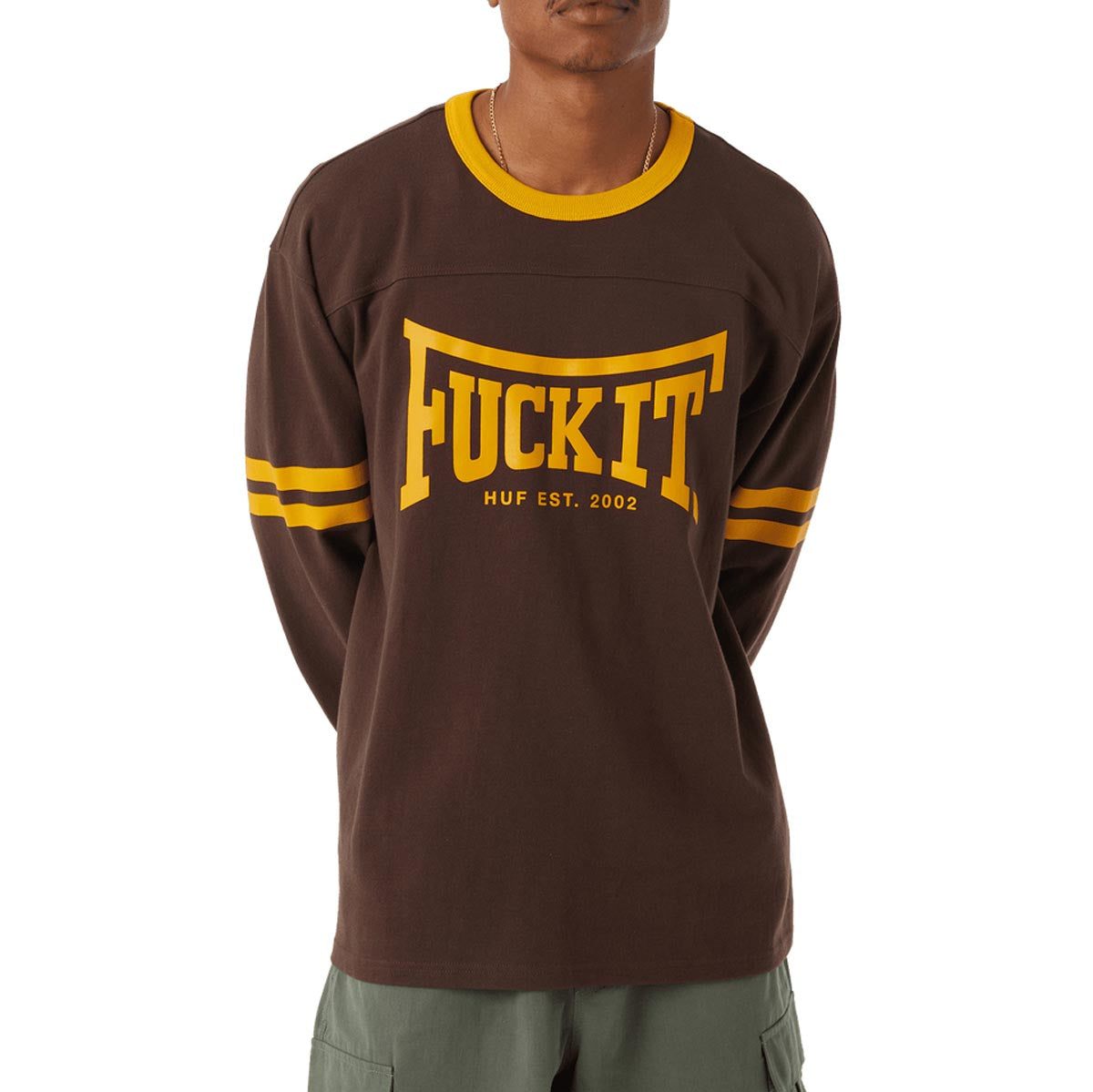 Huf Exeter Long Sleeve Football Shirt - Espresso image 1