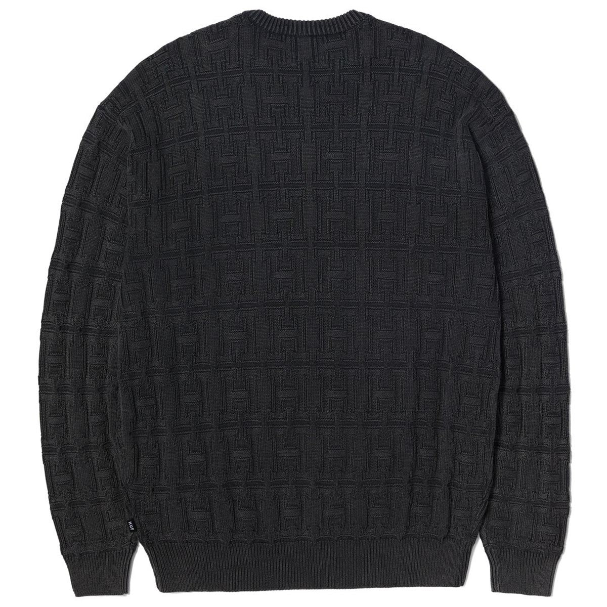 Huf Interlaced Jacquard Overdyed Crew Sweatshirt - Black image 3