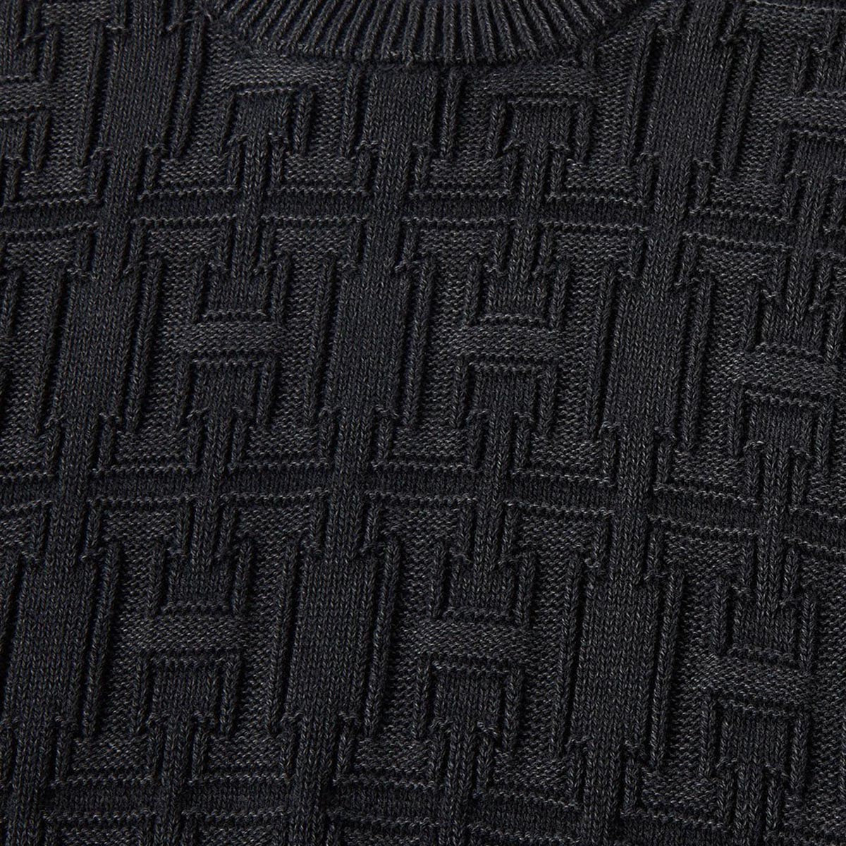 Huf Interlaced Jacquard Overdyed Crew Sweatshirt - Black image 4