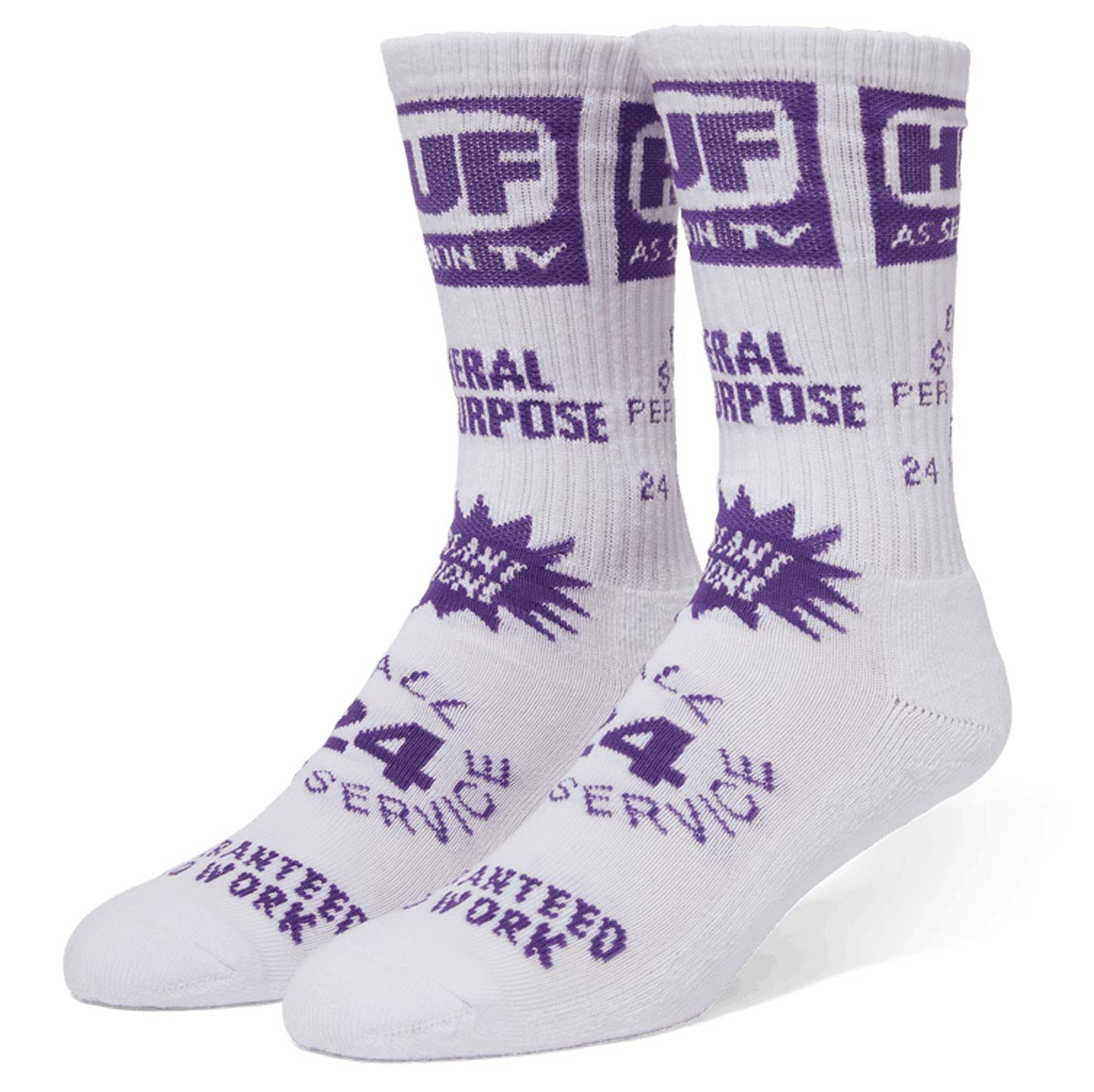 Huf Tv Crew Socks - White image 1