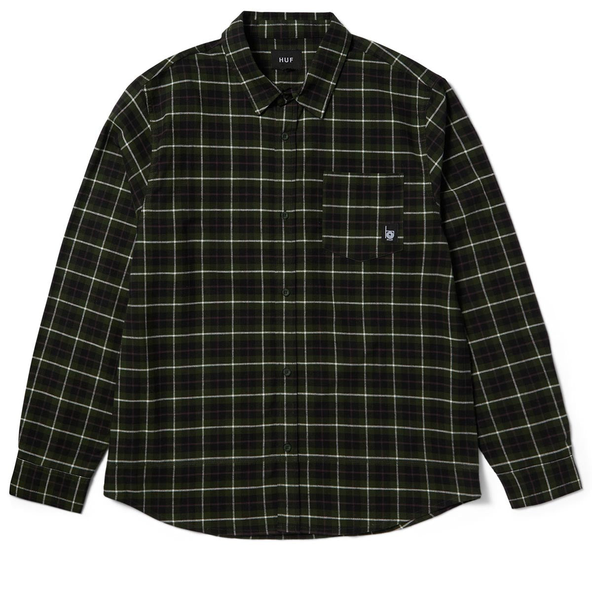 Huf Modal Long Sleeve Plaid Shirt - Olive image 1