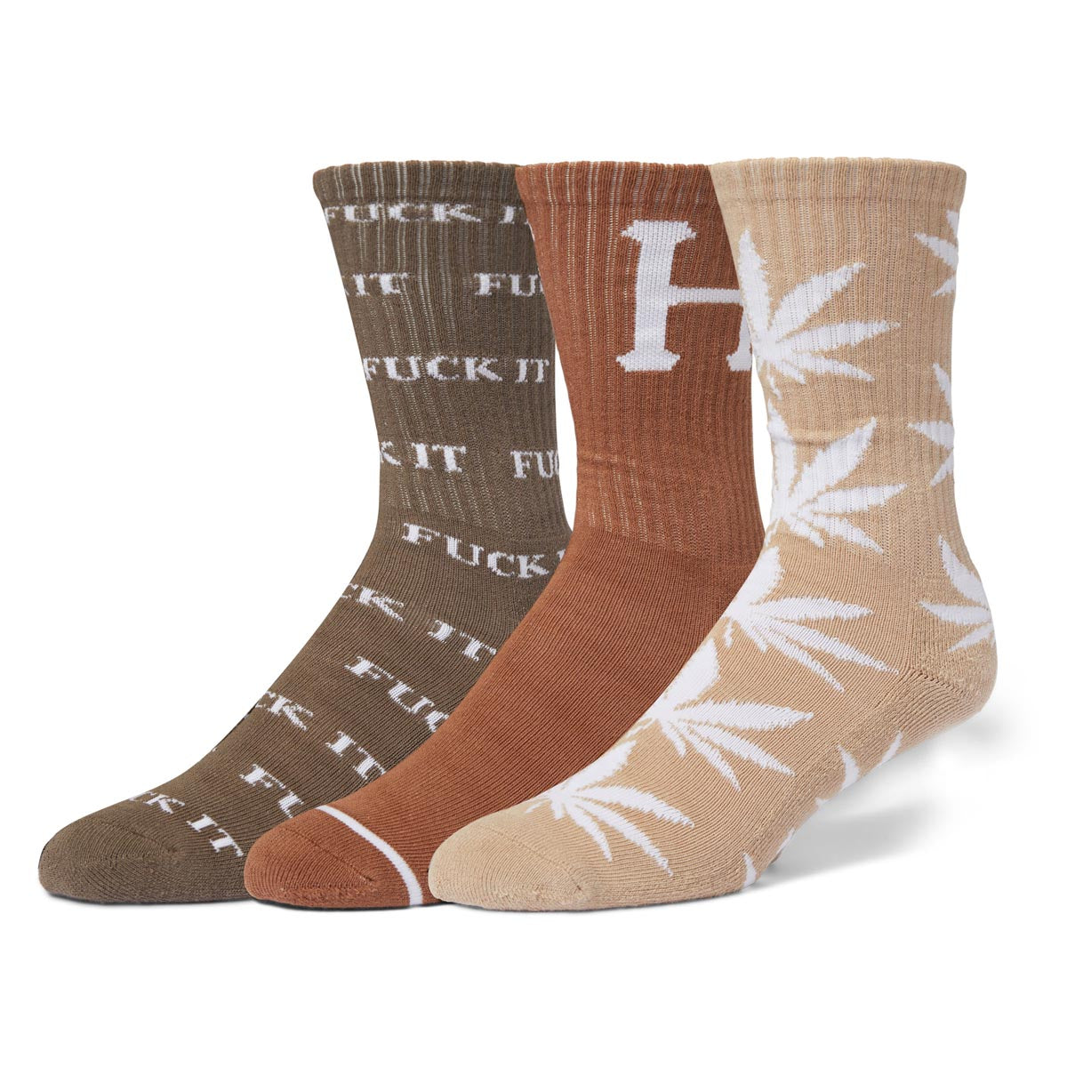 Huf Variety 3 Pack Of Socks - Brown image 1