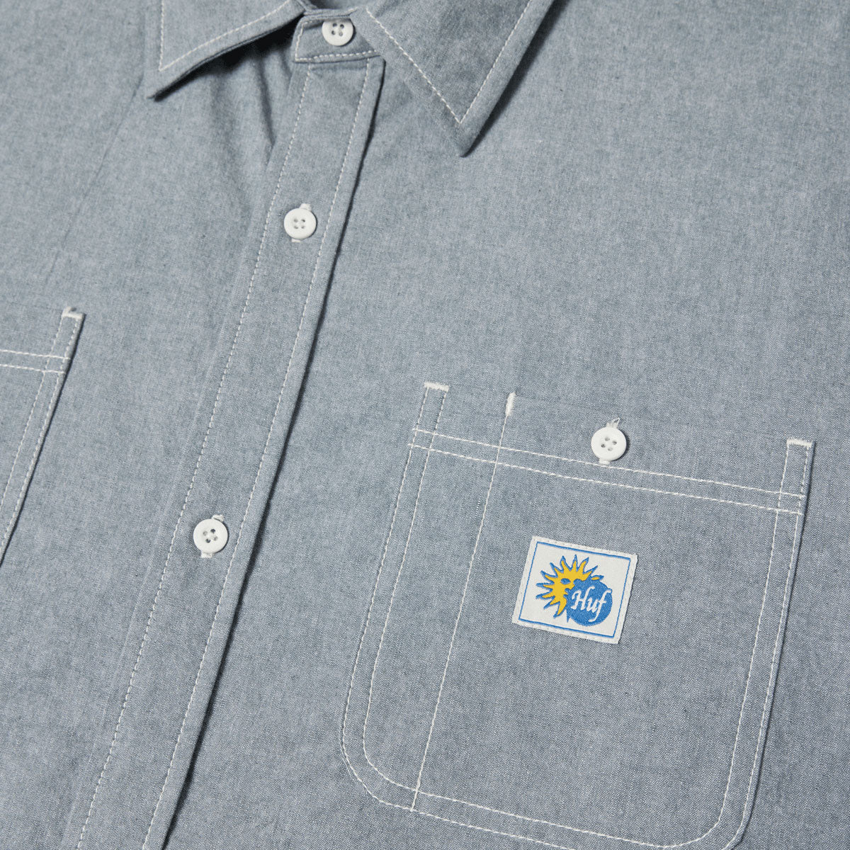 HUF Total Eclipse Chambray Long Sleeve Shirt - Light Blue image 3