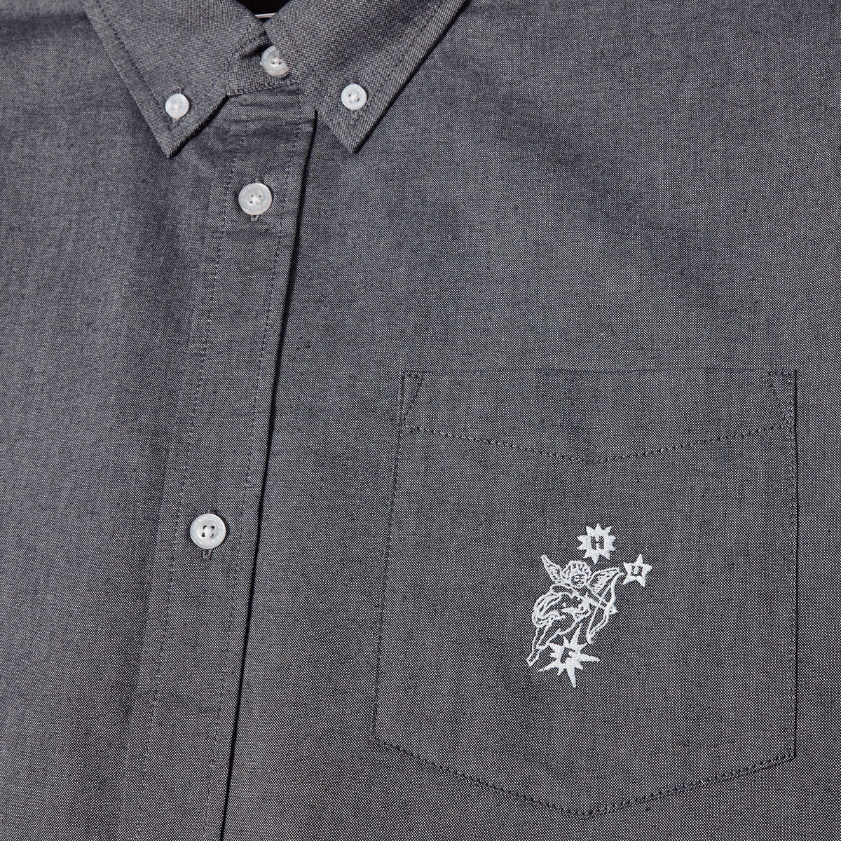 HUF Icarus Oxford Shirt - Washed Black image 3