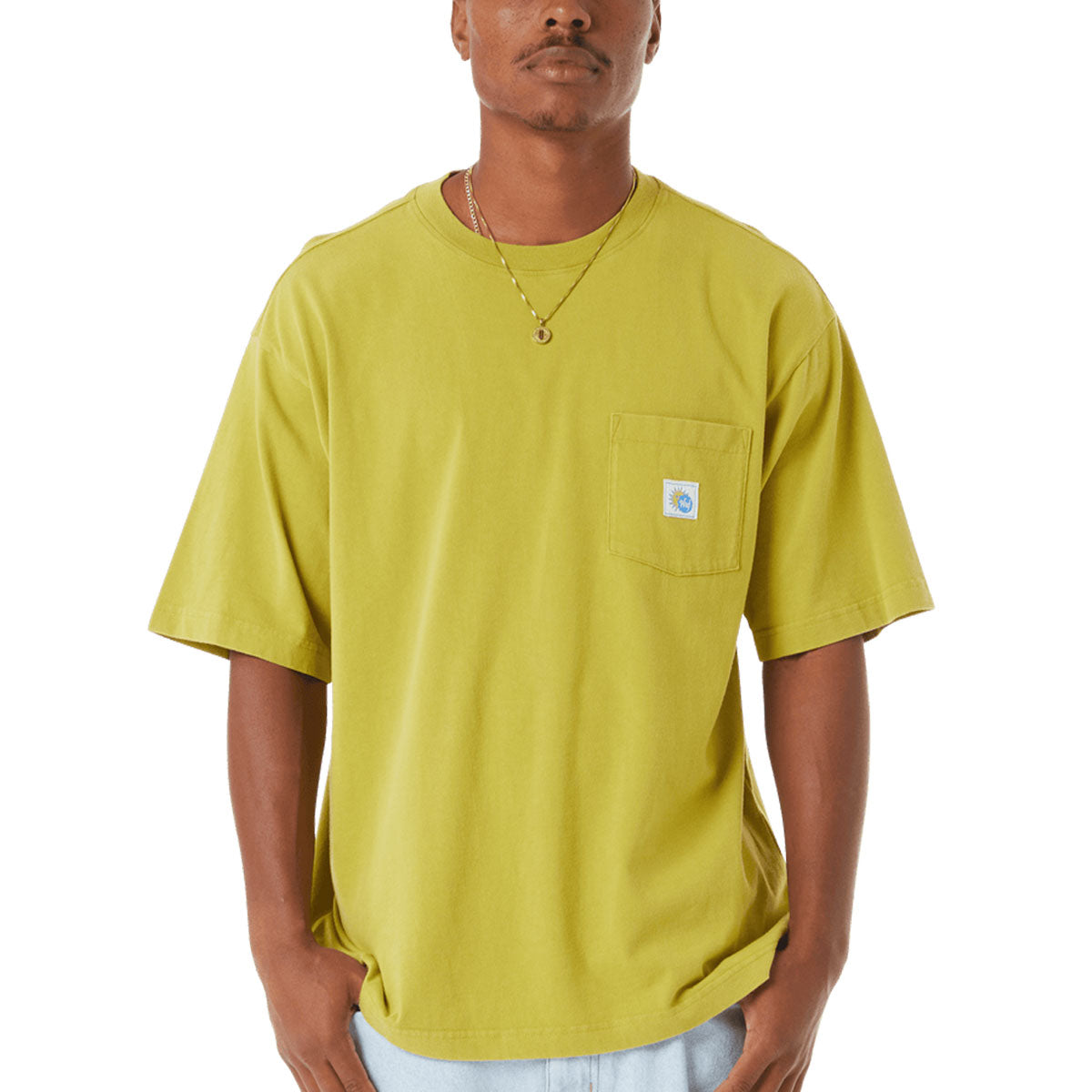 HUF Total Eclipse Knit Boxy Top Pocket T-Shirt - Moss image 1