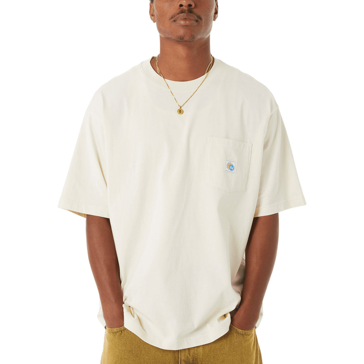 HUF Total Eclipse Knit Boxy Top Pocket T-Shirt - Natural image 1