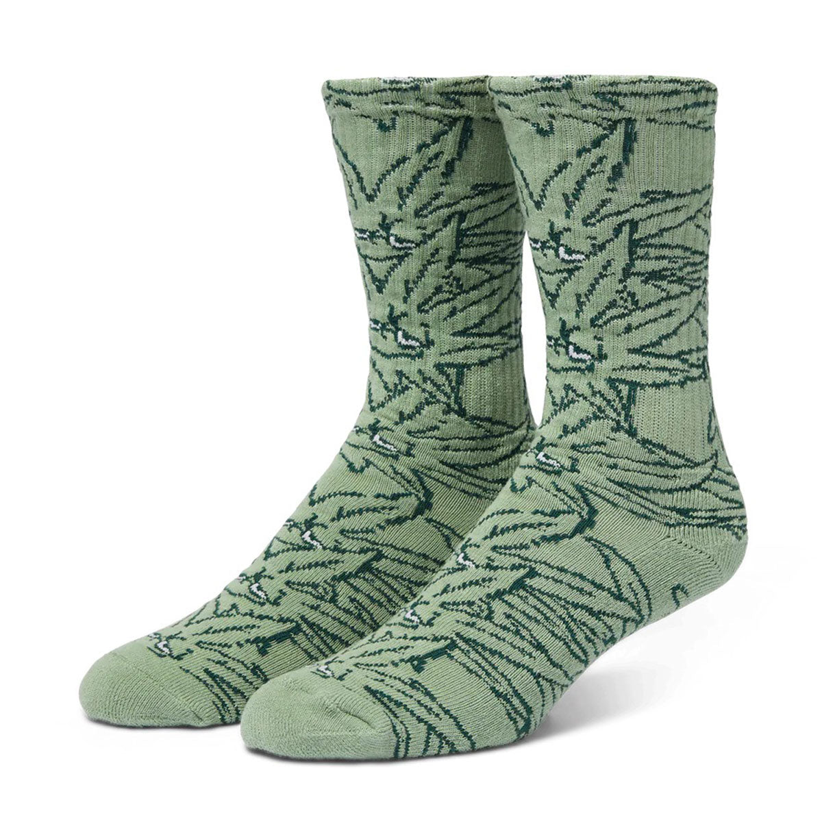 HUF Green Buddy Pattern Socks - Green image 1