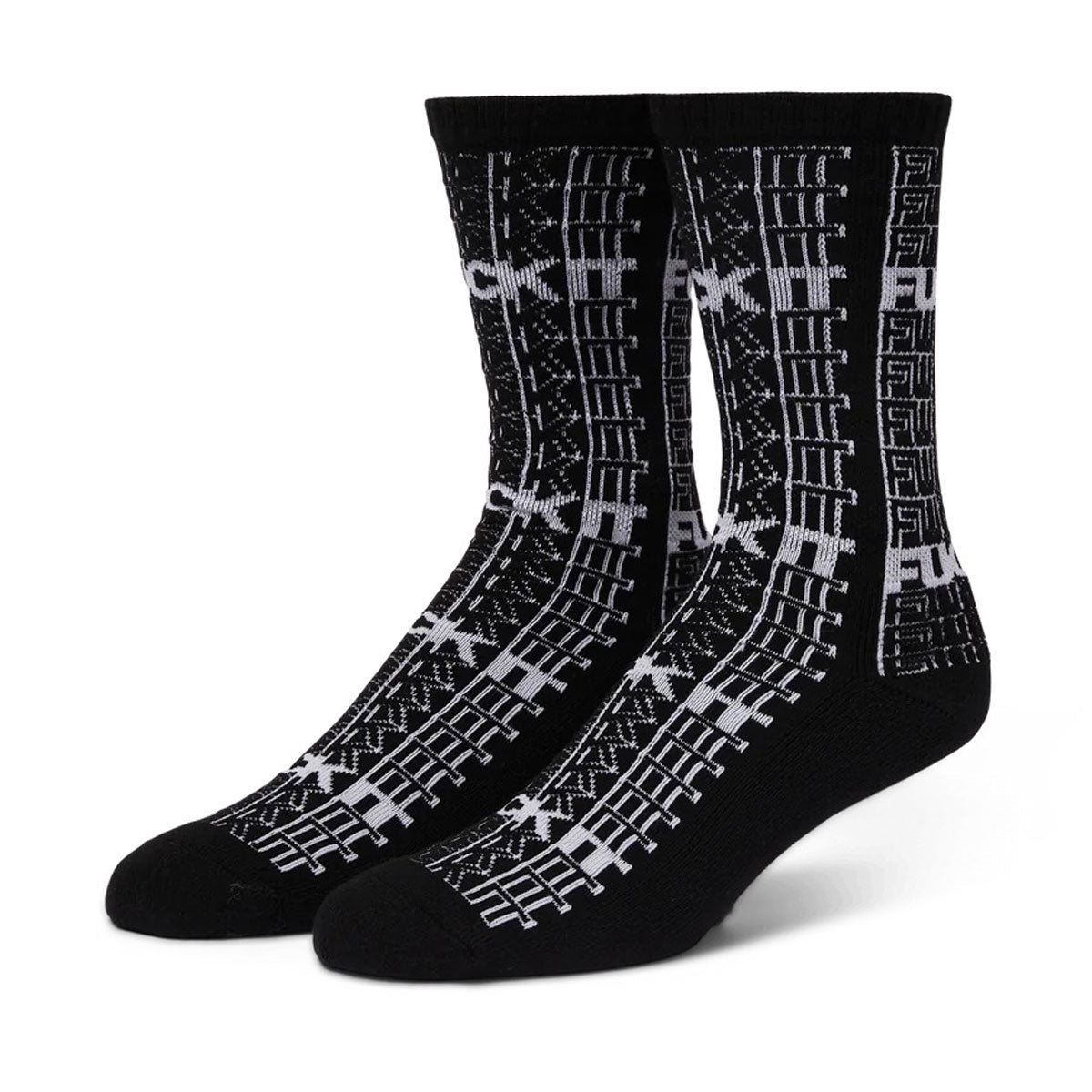 HUF Fuck It Repeat Crew Socks - Black image 1