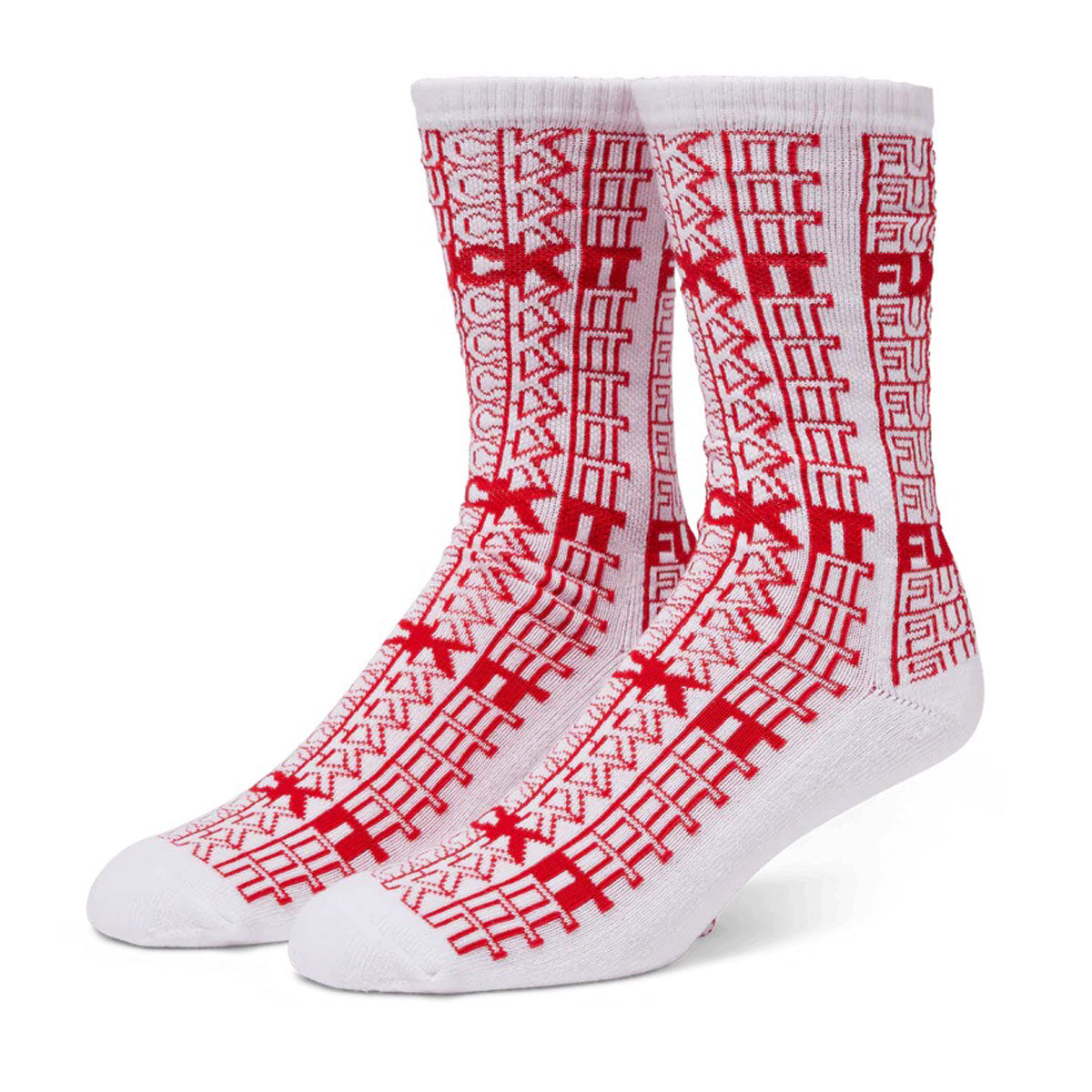 HUF Fuck It Repeat Crew Socks - White image 1