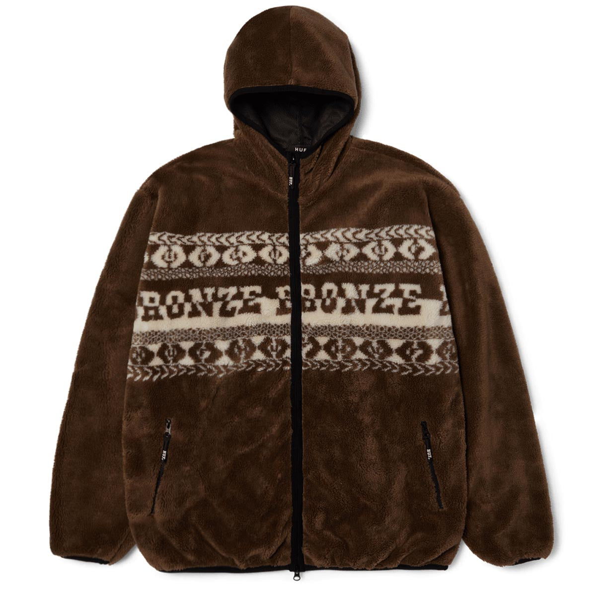 Huf x Bronze 56k High Pile Fleece Hoodie - Brown image 2