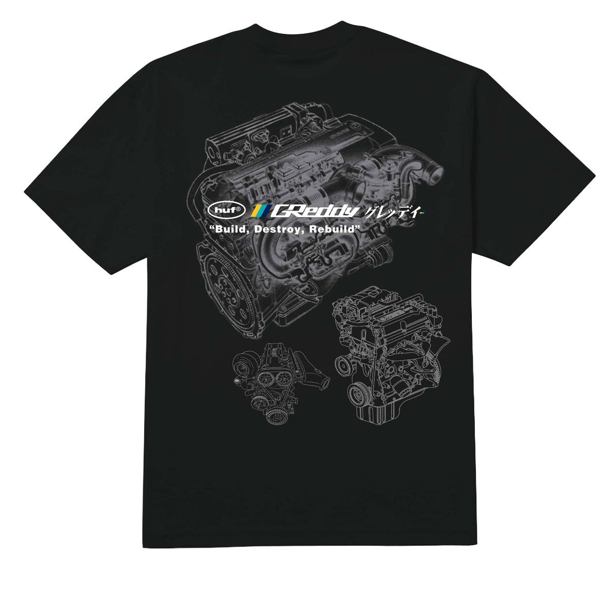 HUF x GReddy Motors T-Shirt - Black image 1
