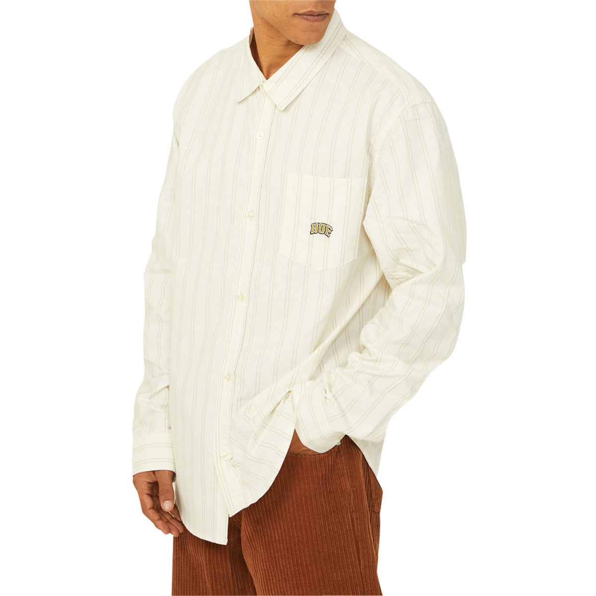 HUF Classic Arch Long Sleeve Oxford Shirt - Bleach image 5