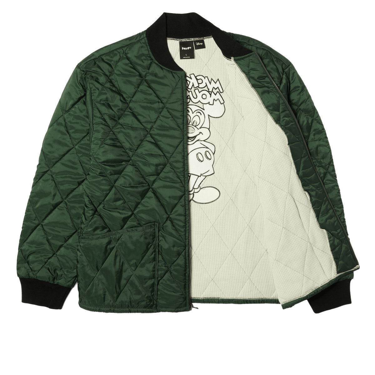HUF x Mickey Mouse Quilted Work Jacket - Forest Green image 3