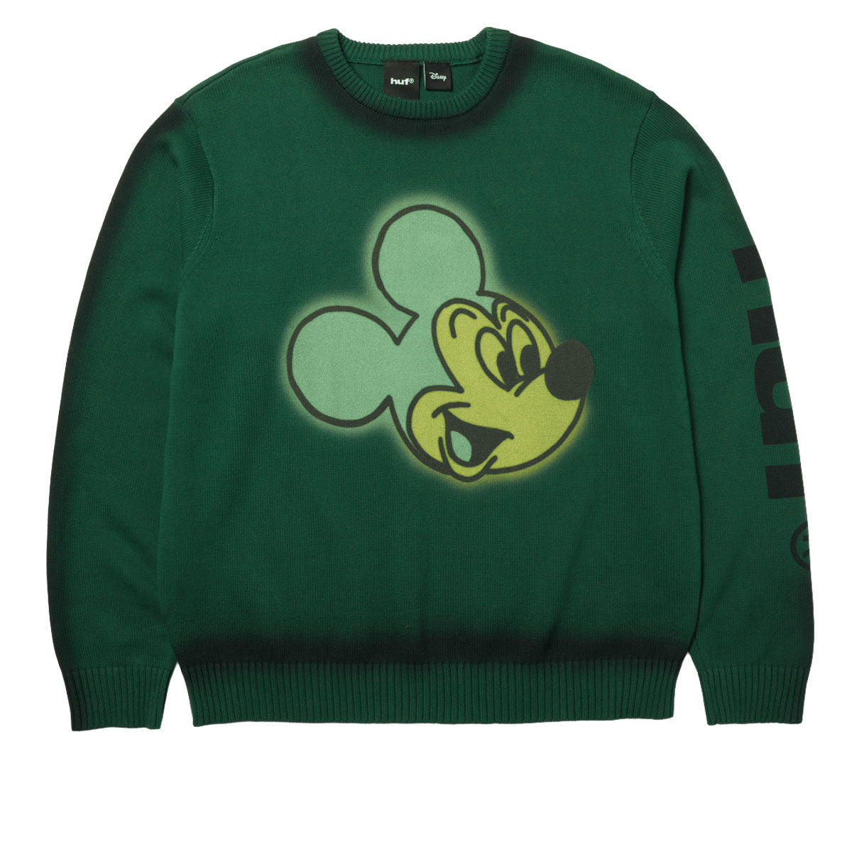 HUF x Mickey Mouse Spray Sweatshirt - Forest Green image 1