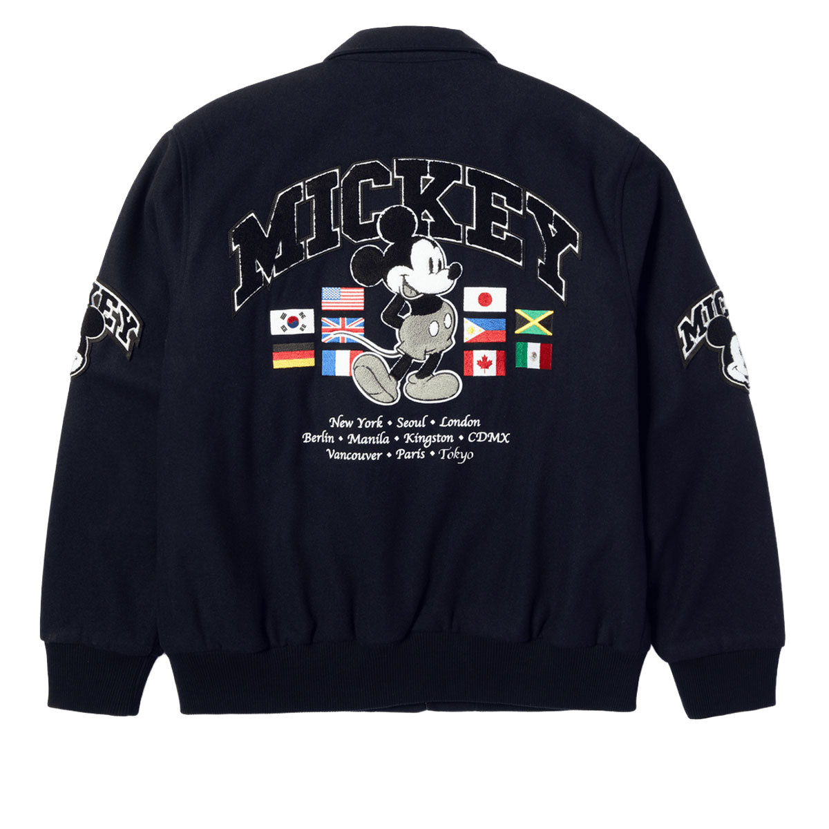 HUF x Mickey Mouse Worldwide Tour Varsity Jacket - Navy image 1
