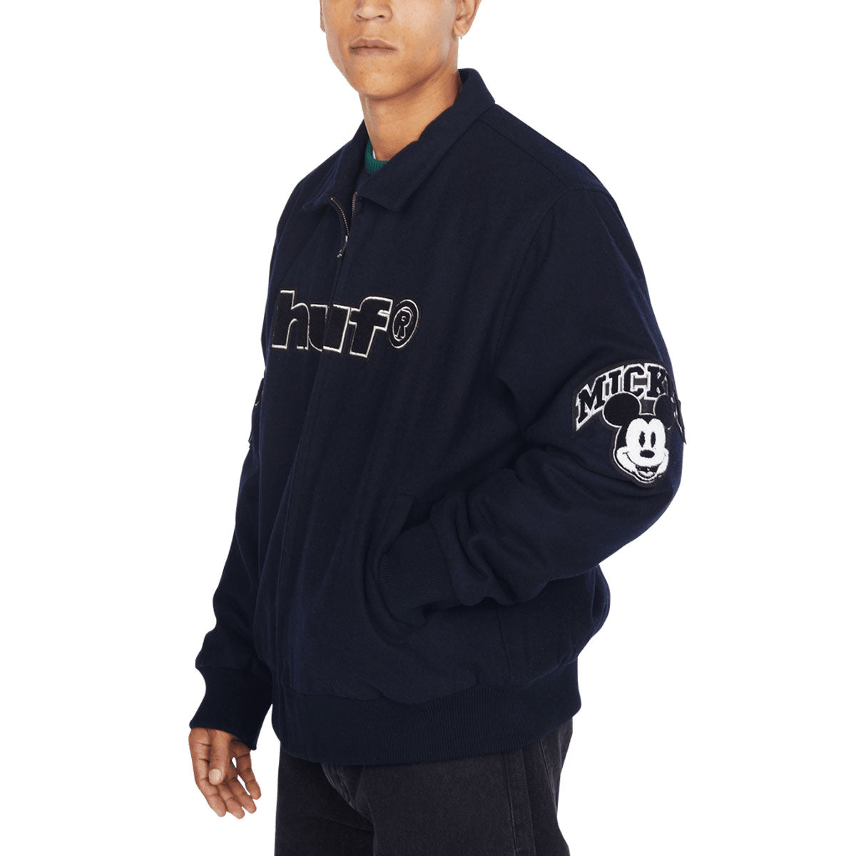 HUF x Mickey Mouse Worldwide Tour Varsity Jacket - Navy image 5
