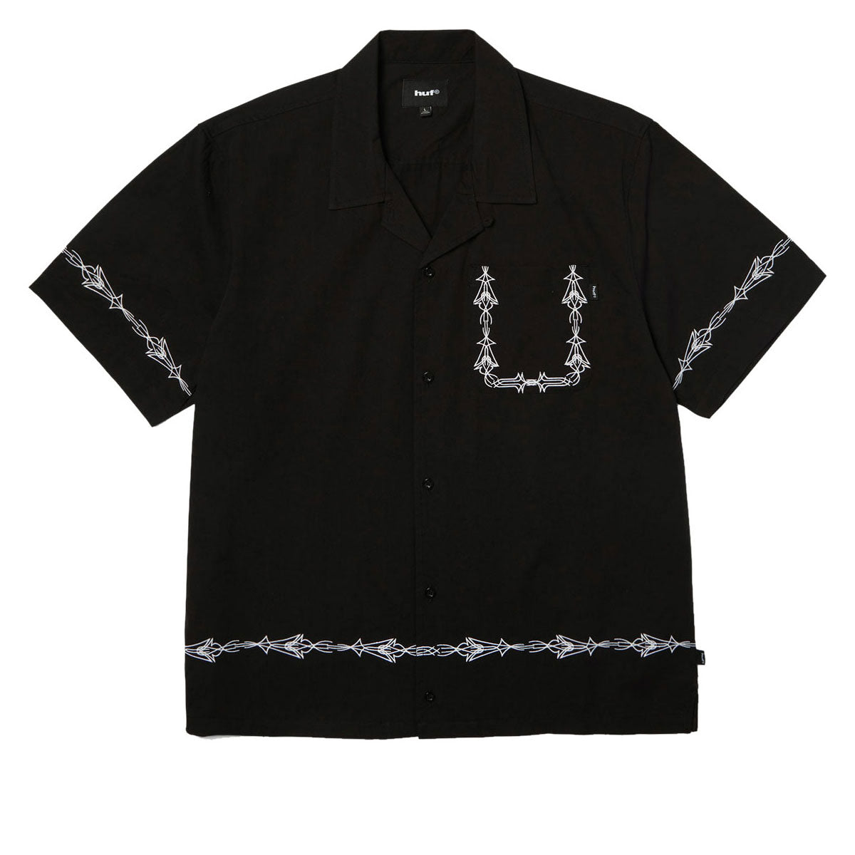 HUF Pinstripe Emb Resort Shirt - Black image 1
