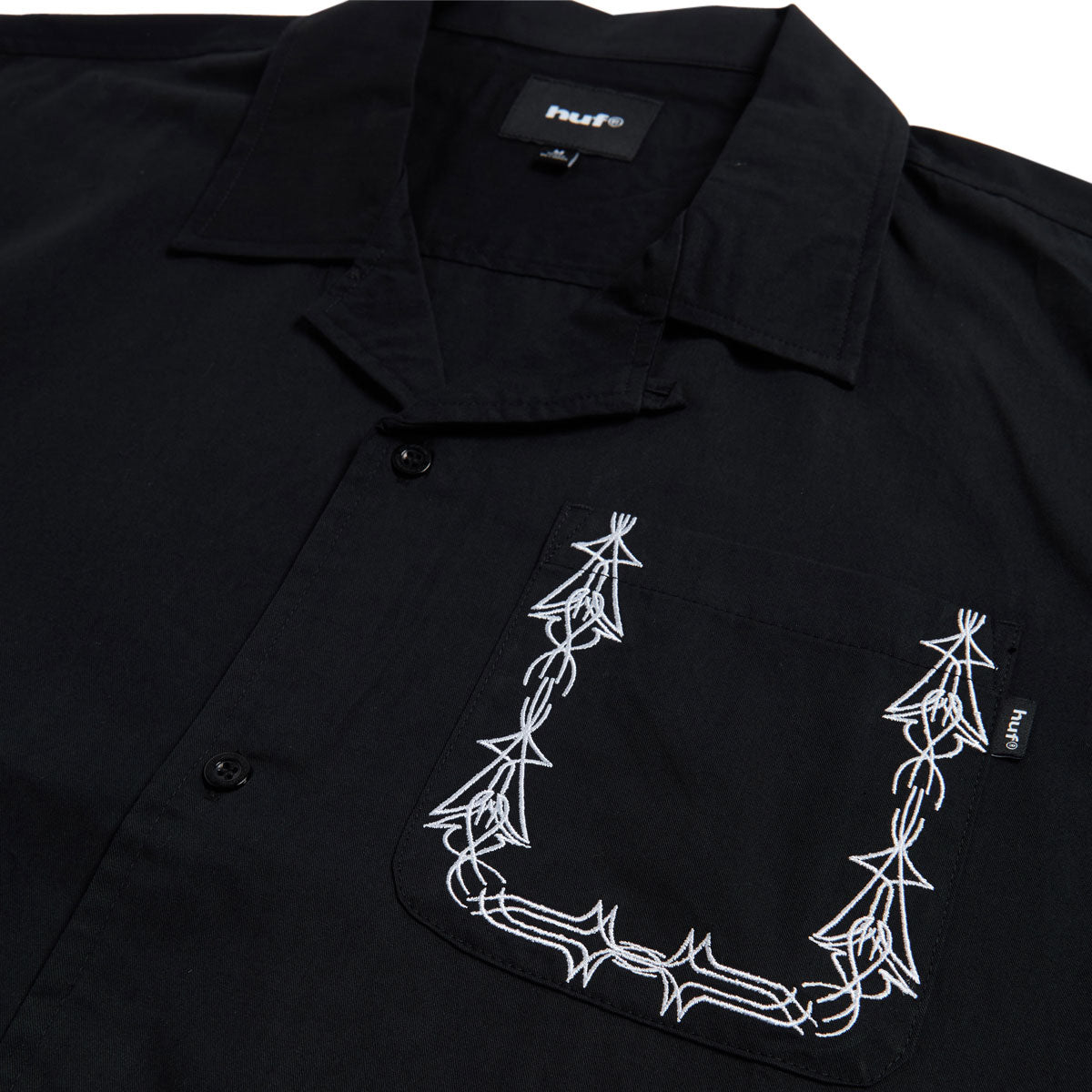 HUF Pinstripe Emb Resort Shirt - Black image 3