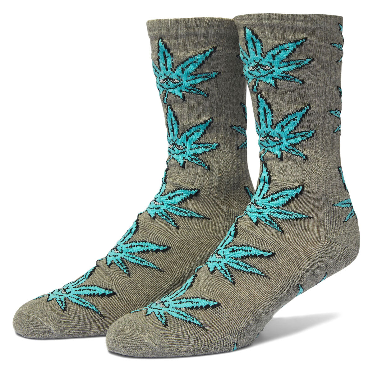 HUF Green Buddy Crew Socks - Heather Grey image 1