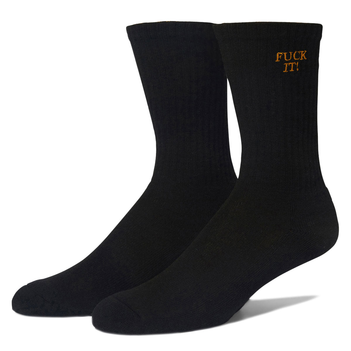 HUF Fuck It Embroidered Socks - Black/Gold image 1