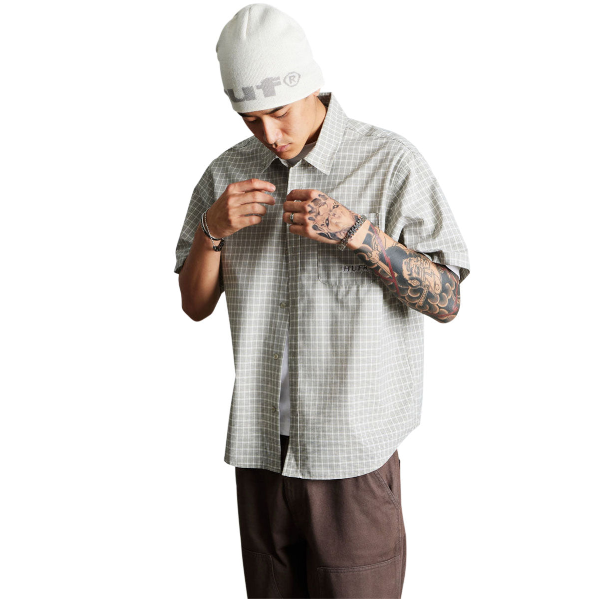 HUF 89 Skull Beanie - Bleach/Grey image 2